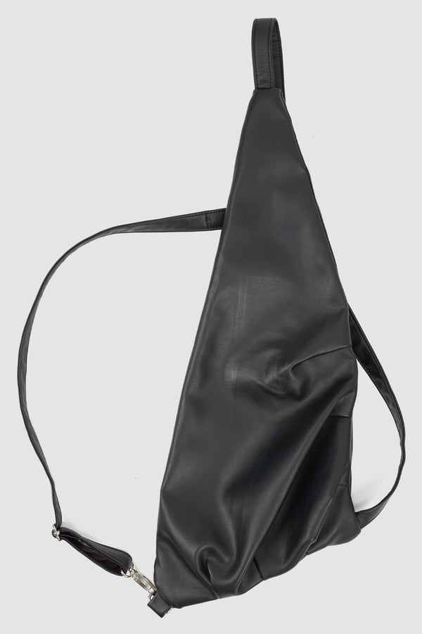 UY STUDIO Black Harness Bag - Permanent Collection, Vegan Leather, 39cm Metal Zipper Closure