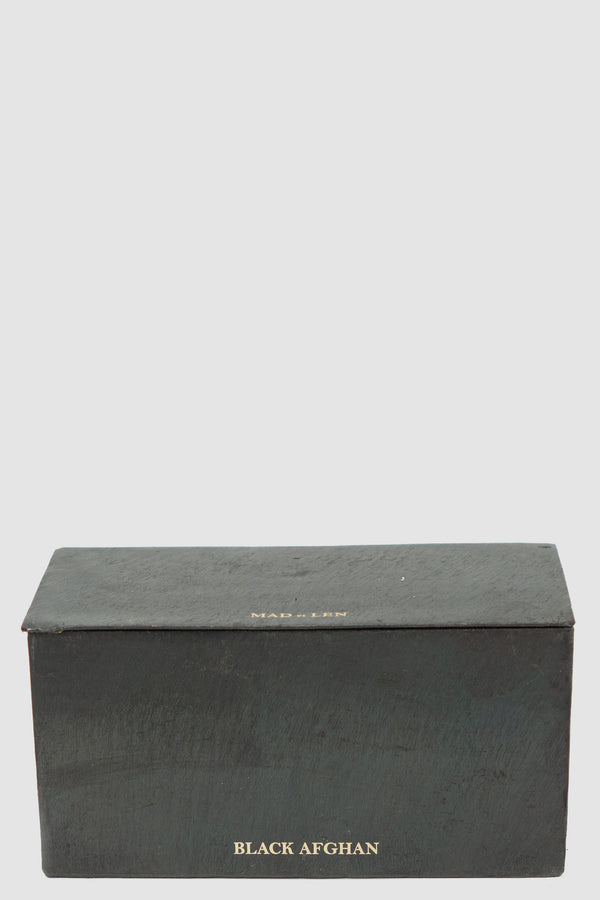 Mad et Len Black Afghan Scent Block Candle - Permanent Collection, Burned Black Iron Vessel